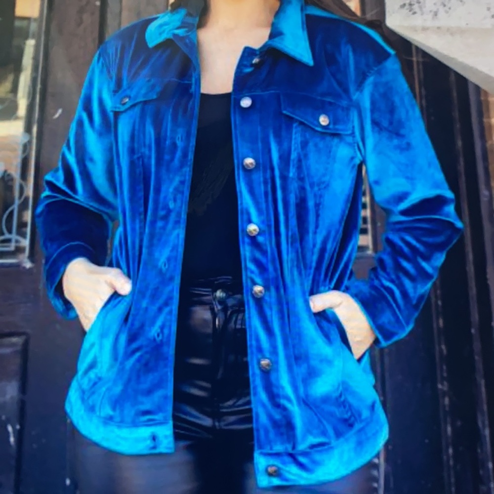 blue velvet jacket